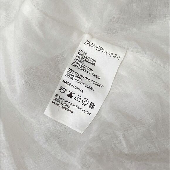 Zimmermann Jeannie Puff-Sleeve Minidress size 2/US size 6-8 - Picture 14 of 15